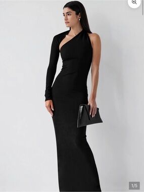 MARELLA Black One-Shoulder Asymmetric Gown